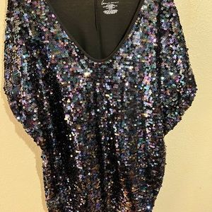 Oil slick sequined top